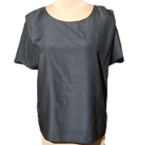 Anne Klein Black Boxy Short Sleeve Blouse. BORING